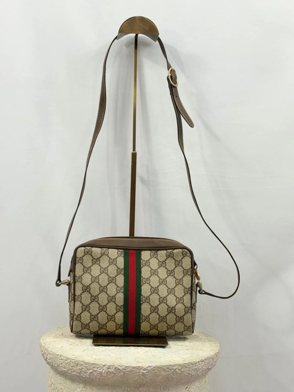 Vintage Gucci 010 378 GG Web Sherry Line Crossbody Bag